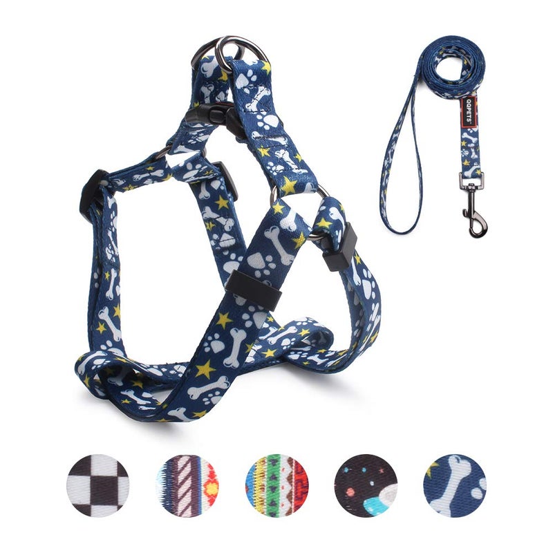 QQPETS Dog Harness Leash Set Adjustable Heavy Duty No Pull Halter Harnesses for Small Medium Large Breed Dogs Back Clip Anti-Twist Perfect for Walking (S(14"-20" Chest Girth), Bone) - Image 1
